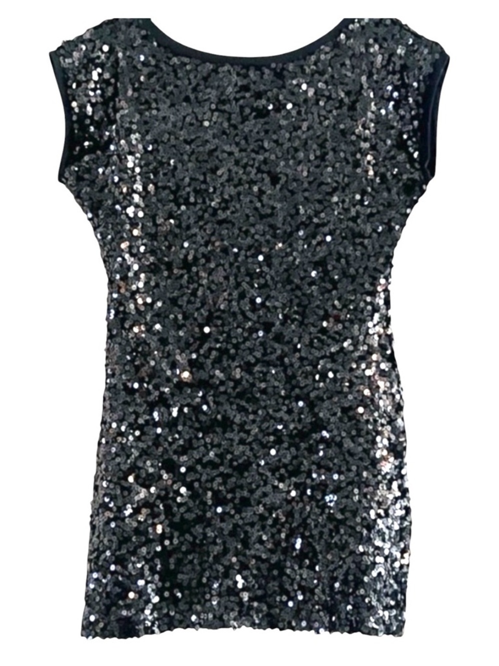 BLQ MKT Blaque Market Black Sequin Open Tie Back Mini Dress Size L